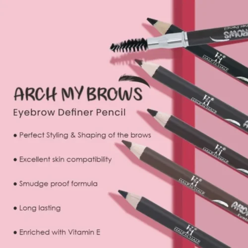 Half and Half Arch Dark Brown Eyebrow Pencil & Brush (Pack of 2)